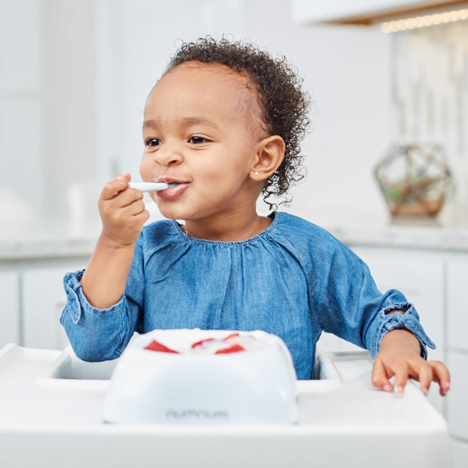 NumNum Pre-Spoon GOOtensils | Baby Spoon Set (Stage 1 + Stage 2) | BPA Free Silicone Self Feeding Toddler Utensils | for Kids Ages 6 Months+, 1-Pack, Two Spoons, Frosty Lilac/Rosebud - Image 7